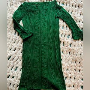 Hand-Knitted Green Stretchy Dress - Size XXS (Custom-Made)